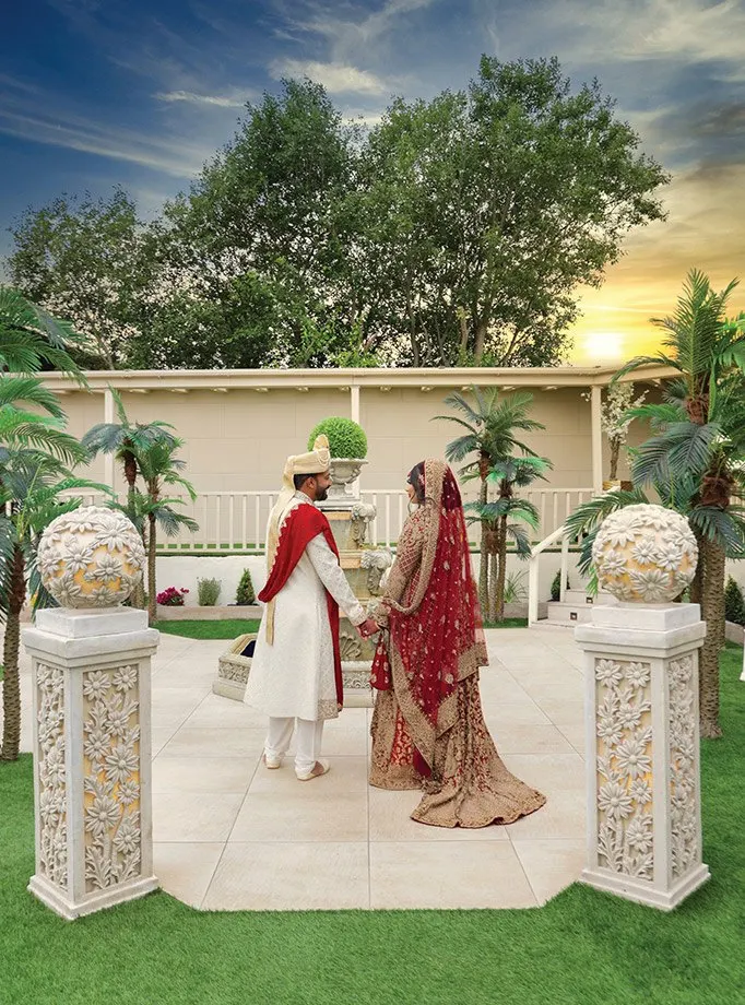 Bride and groom at an Asian wedding ceremony at The Eastern Pavilion