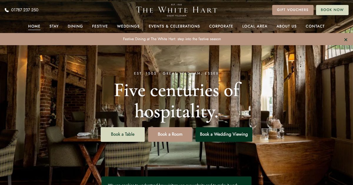 The White Hart Great Yeldham wedding website