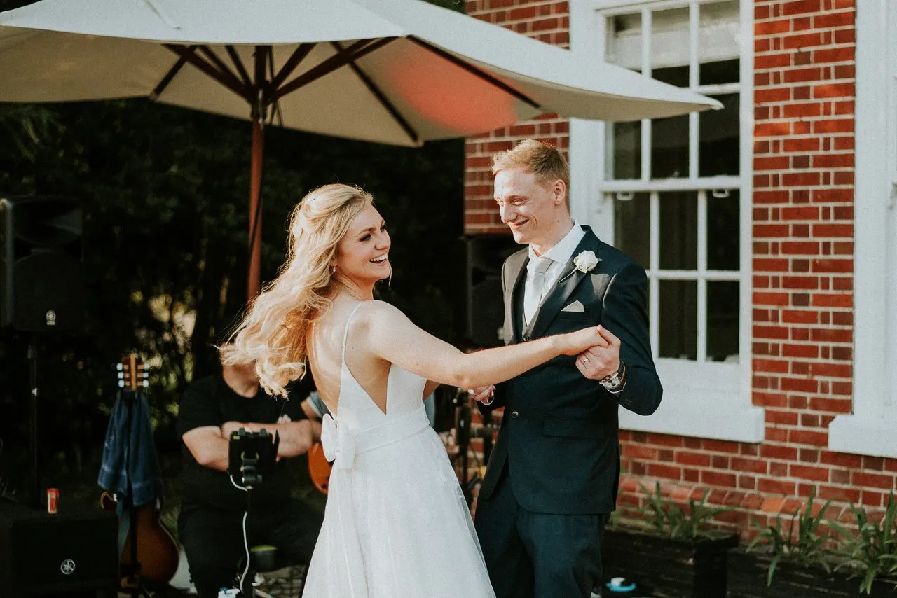 Bride and groom sharing their first dance at The Manor at Sway